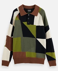 Scotch & Soda Men's Patchwork Long Sleeve Polo Sweater