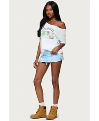 Edikted Women's Hawaiian Babe Off Shoulder T Shirt