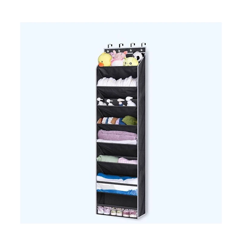 gaomon Over The Door Shoe Organizer, 8 Tier Hanging Shoe Rack with 4 Metal Hook, Deep Pockets Door Hanging Organizer Shoe Storage Holder for Closet Do