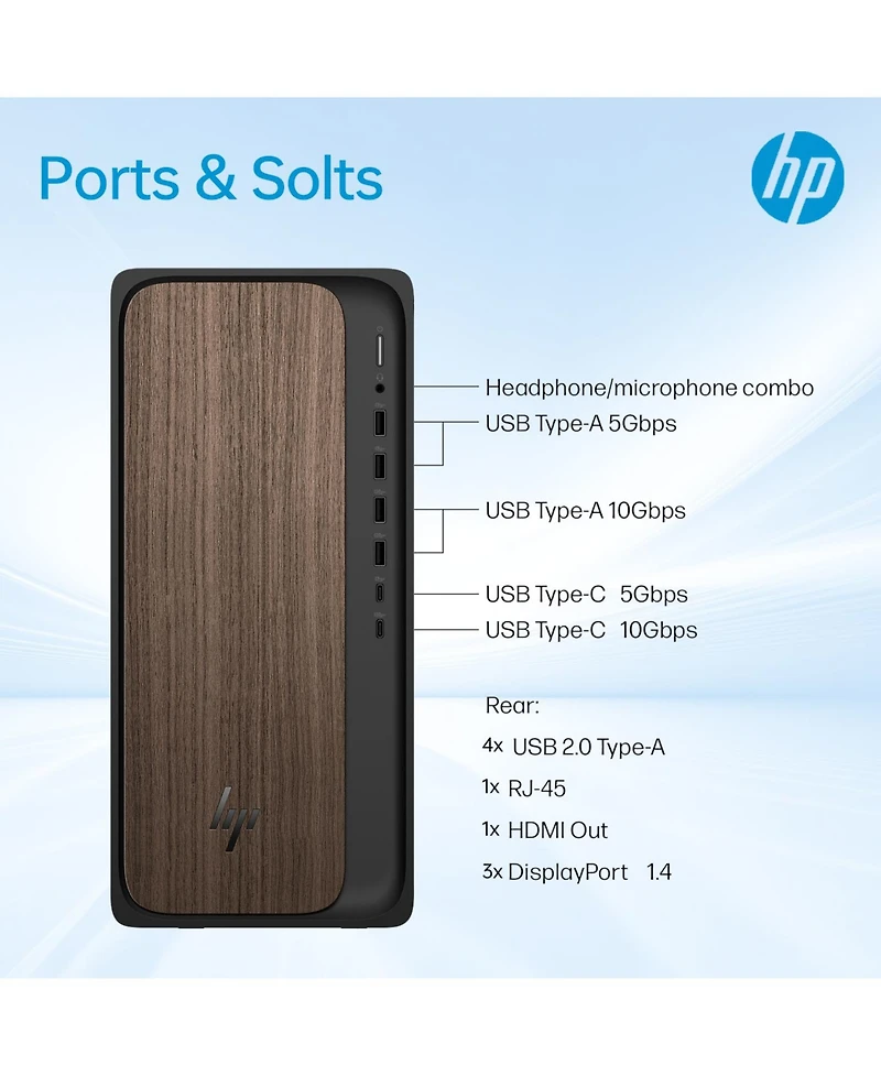 Hp OmniDesk Premium Tower Desktop Intel Core Ultra 7 265 8GB Ram Nvidia GeForce Rtx 4060 512GB Ssd Storage Windows 11 Home - Black
