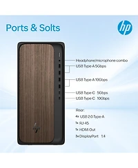 Hp OmniDesk Premium Tower Desktop Intel Core Ultra 7 265 8GB Ram Nvidia GeForce Rtx 4060 512GB Ssd Storage Windows 11 Home - Black