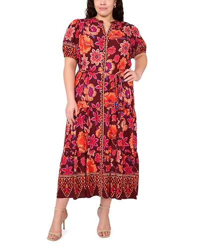 Msk Plus Puff Sleeves Maxi Dress