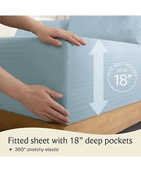 3PC Striped Silky Soft Cooling Deep Pocket Performance Sheet Set - Striped