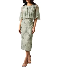 Coast Women's Floral Embellished Cape Midi Dress