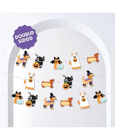 Big Dot of Happiness Halloween Pets Garland Banner, 30 Feet of Cord, 15 Paper Howlween Pet Shapes