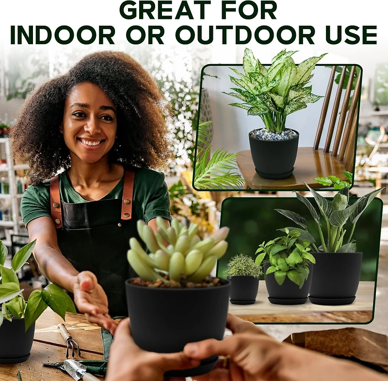 Lifemaster Campior Plastic Plant Pots with Drainage