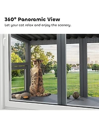 PawHut Outdoor Cat Catio, Cat Enclosure Window Perch with Jumping Platform