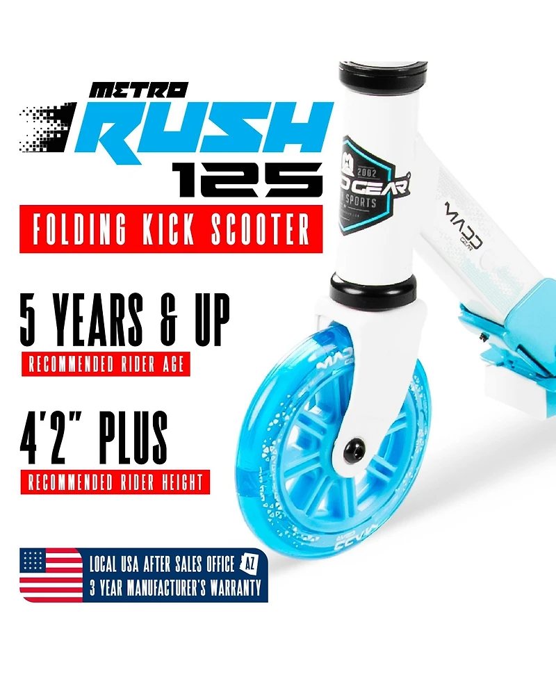 Folding Kick Scooter with Lights - Madd Gear Rush 125