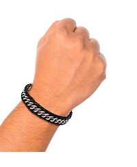Lucky Brand Braided Leather and Chain Overlay Bracelet