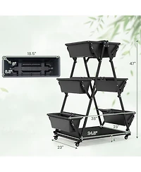 Gymax 3-tier Vertical Garden Planter Box w/ Lockable Wheels Drainage Holes for Patio