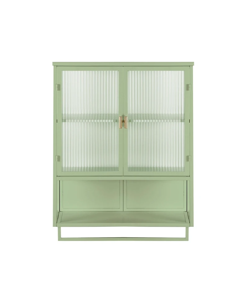 Casainc 24" Wall Cabinet with Glass Doors, Open Shelf and Towel Rack for Multiple Rooms