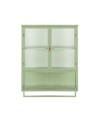 Casainc 24" Wall Cabinet with Glass Doors, Open Shelf and Towel Rack for Multiple Rooms