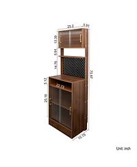 Casainc Kitchen Pantry Sideboard with Sliding Glass Doors and Countertop Storage Cabinet