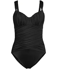 Lands' End Women's Smoothing Sweetheart Shirred One Piece