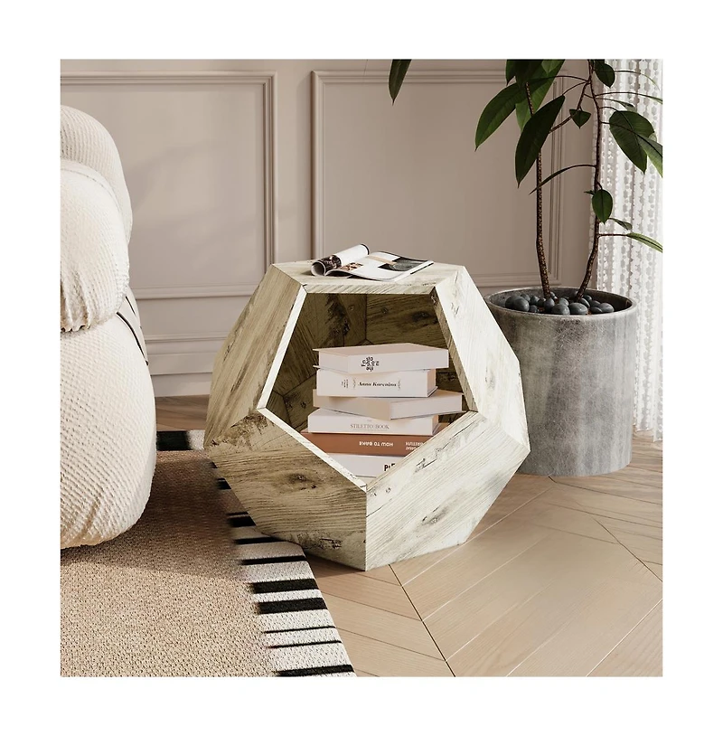 Zeus & Ruta 25.98" Pet Carrier Side Table Planter in Colored Oak