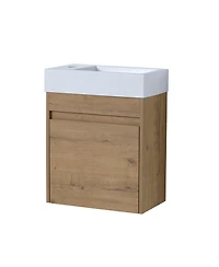 Casainc 18 Inch Bathroom Vanity with White Resin Sink and Soft-Close Cabinet Door