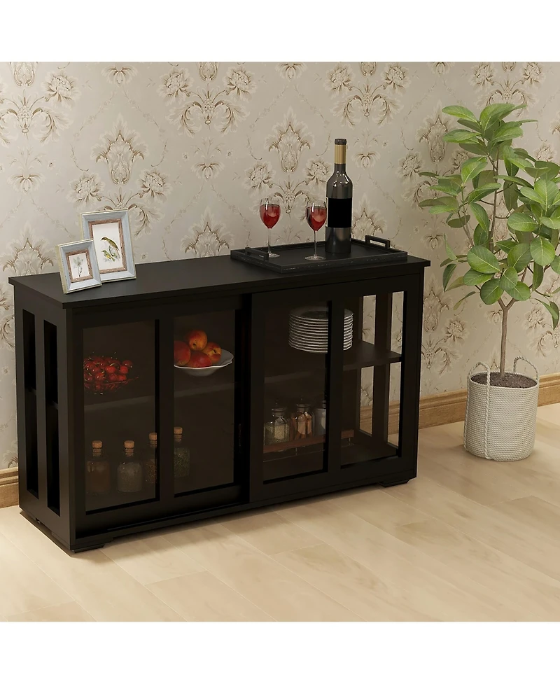 Casainc Kitchen Storage Cabinet with Glass Door for Pantry or Dining Room