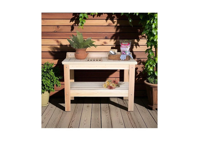 Slickblue Wooden Potting Bench Garden Table for Efficient Planting and Garden Organization