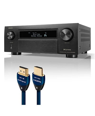 Denon Avr-X6800H 11.4 Channel 8K Receiver with AudioQuest Sky 3m Hdmi Cable