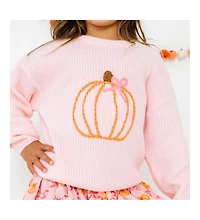 Sweet Wink Little and Big Girls Coquette Pumpkin Knit Sweater
