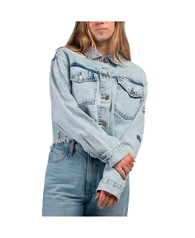 Hype and Vice Women's Denim Alabama Crimson Tide Lightwash Full-Button Jean Jacket