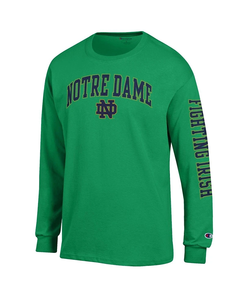 Champion Men's Kelly Green Notre Dame Fighting Irish Arch Over Logo 2-Hit Long Sleeve T-Shirt