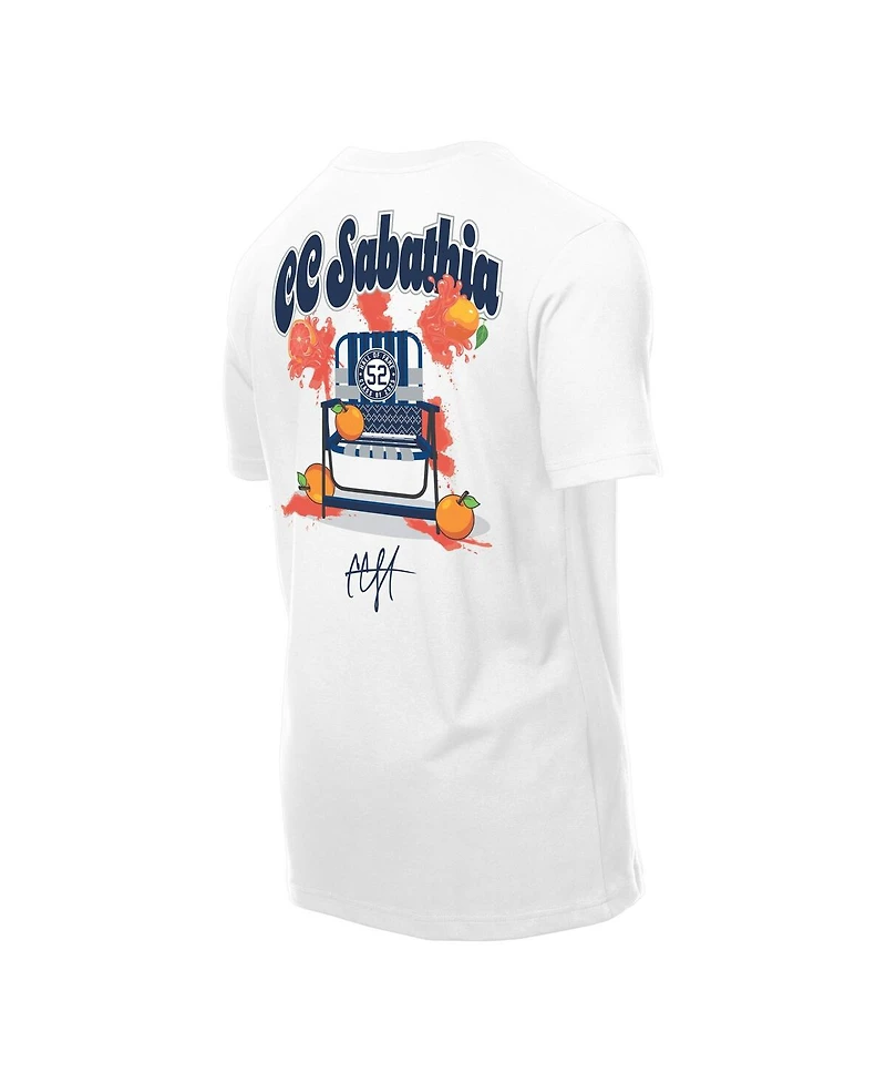 New Era Men's Cc Sabathia White York Yankees 2025 National Baseball Hall of Fame Grapefruit Chair T-Shirt