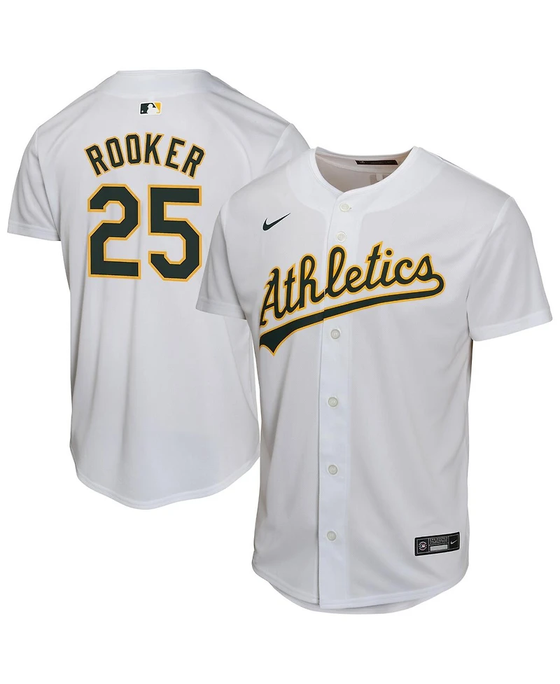 Nike Big Boys and Girls Brent Rooker White Athletics Home Player Game Jersey