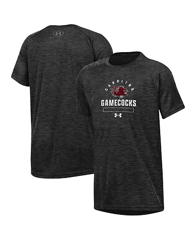 Under Armour Big Boys and Girls Heather Black South Carolina Gamecocks Ultra Soft Rye Tech Performance T-Shirt