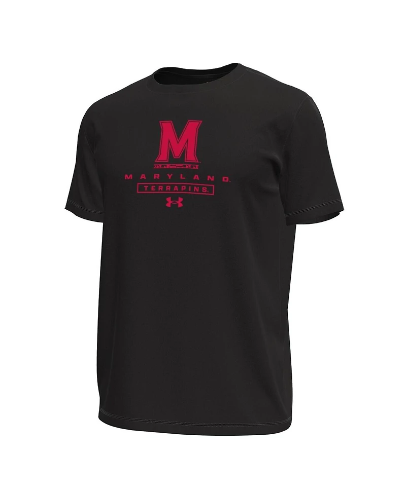 Under Armour Men's Black Maryland Terrapins Stack Stretch Performance T-Shirt