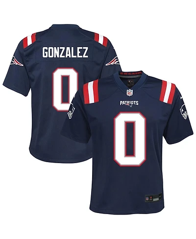 Nike Big Boys and Girls Christian Gonzalez Navy New England Patriots Game Jersey