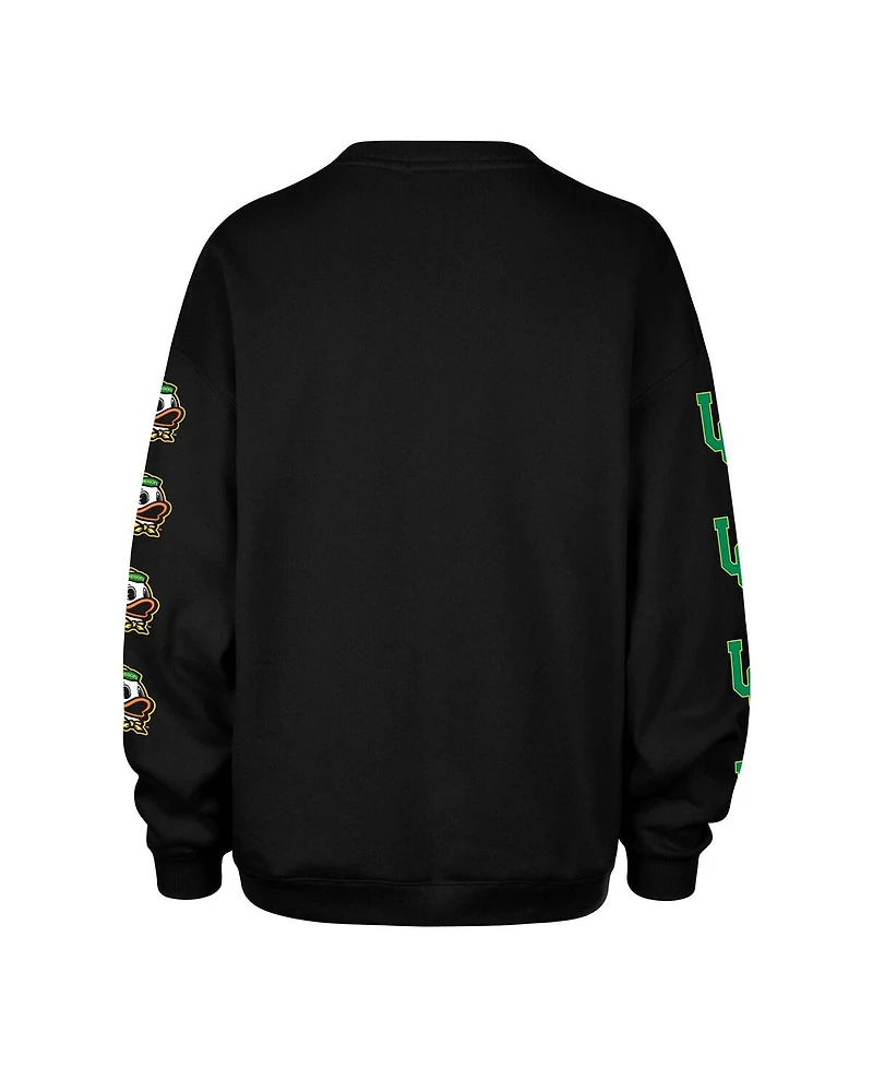 47 Brand Women's Black Oregon Ducks Go Big Oversized Pullover Sweatshirt