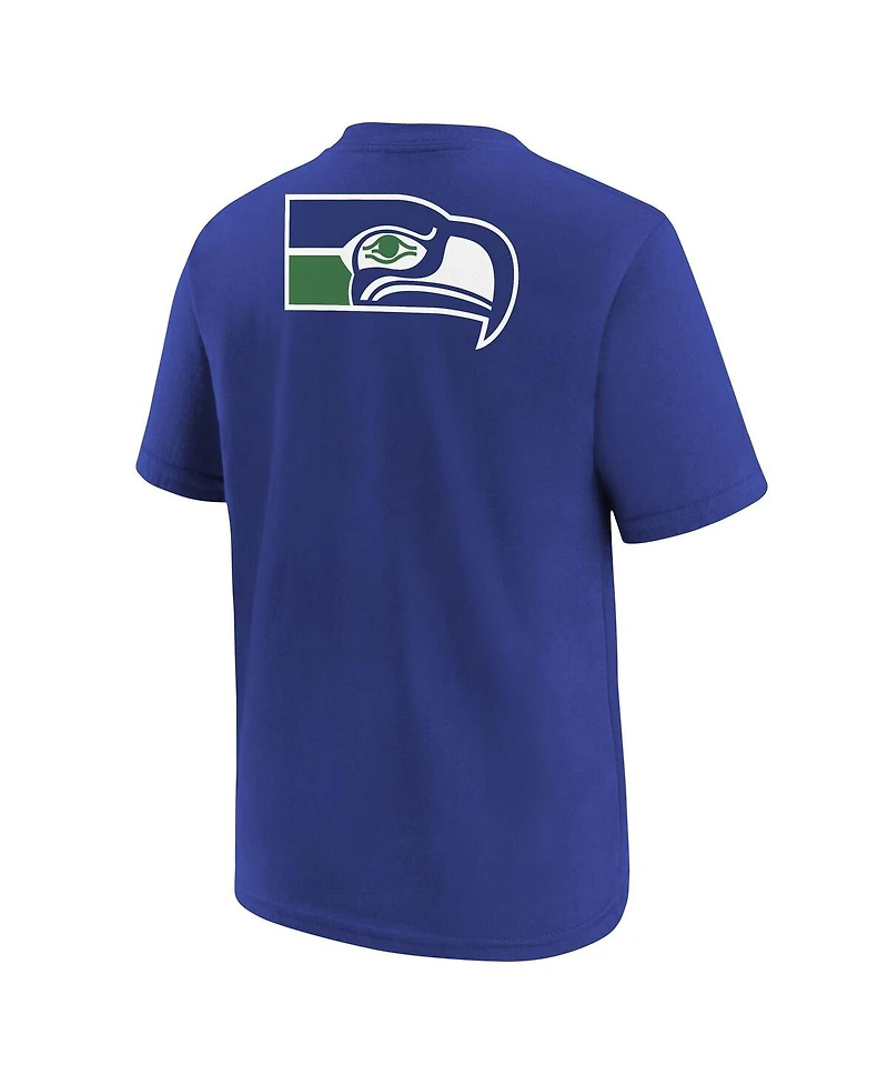 Nike Big Boys and Girls Royal Seattle Seahawks Rewind Front Back Essential T-Shirt