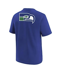 Nike Big Boys and Girls Royal Seattle Seahawks Rewind Front Back Essential T-Shirt