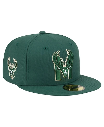 New Era Men's Hunter Green Milwaukee Bucks Deceptor 59FIFTY Fitted Hat