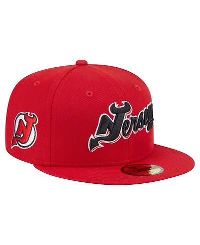 New Era Men's Red New Jersey Devils Deceptor 59FIFTY Fitted Hat