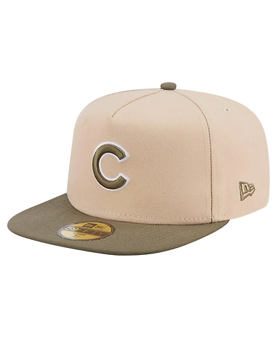 New Era Men's Light Beige/Olive Chicago Cubs Two-Tone Color Pack A-Frame 59FIFTY Fitted Hat