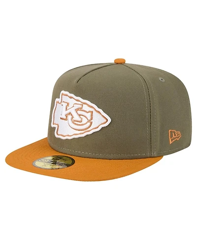 New Era Men's Olive/Brown Kansas City Chiefs Color Pack A-Frame 59FIFTY Fitted Hat