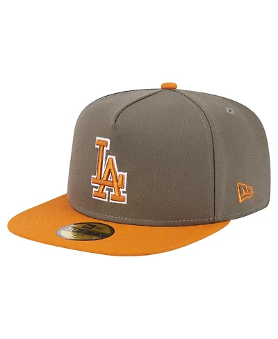 New Era Men's Olive/Orange Los Angeles Dodgers Two-Tone Color Pack A-Frame 59FIFTY Fitted Hat