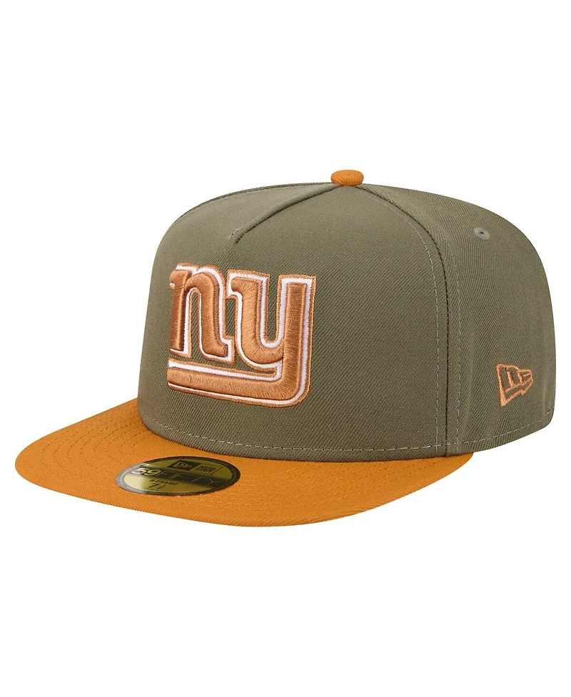 New Era Men's Olive/Brown York Giants Color Pack A-Frame 59FIFTY Fitted Hat