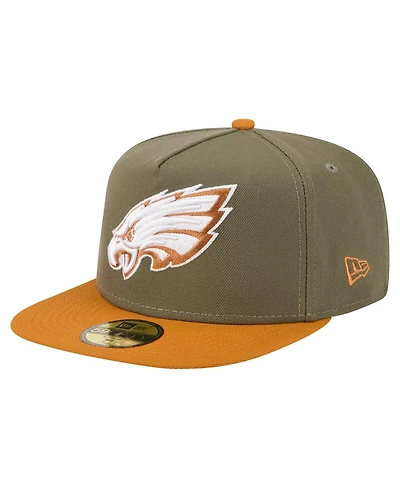 New Era Men's Olive/Brown Philadelphia Eagles Color Pack A-Frame 59FIFTY Fitted Hat