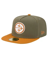 New Era Men's Olive/Brown Pittsburgh Steelers Color Pack A-Frame 59FIFTY Fitted Hat