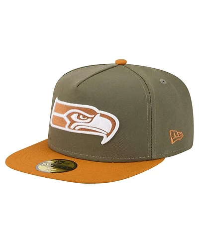 New Era Men's Olive/Brown Seattle Seahawks Color Pack A-Frame 59FIFTY Fitted Hat