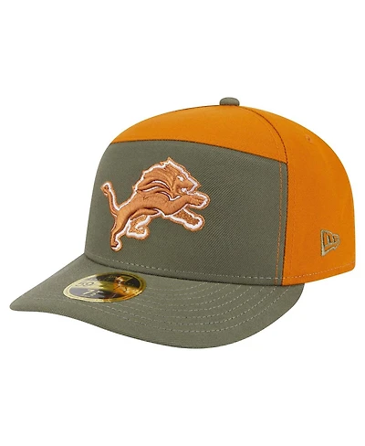 New Era Men's Olive/Brown Detroit Lions Two-Tone Color Pack Split Panel 59FIFTY Fitted Hat