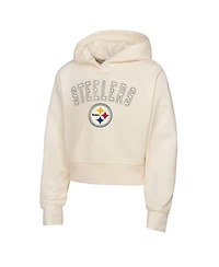 Outerstuff Big Girls Cream Pittsburgh Steelers Oversized Cropped Blitz Hoodie