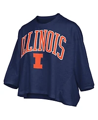 Pressbox Women's Navy Illinois Fighting Illini Midi Arch Over Logo Oversized T-Shirt