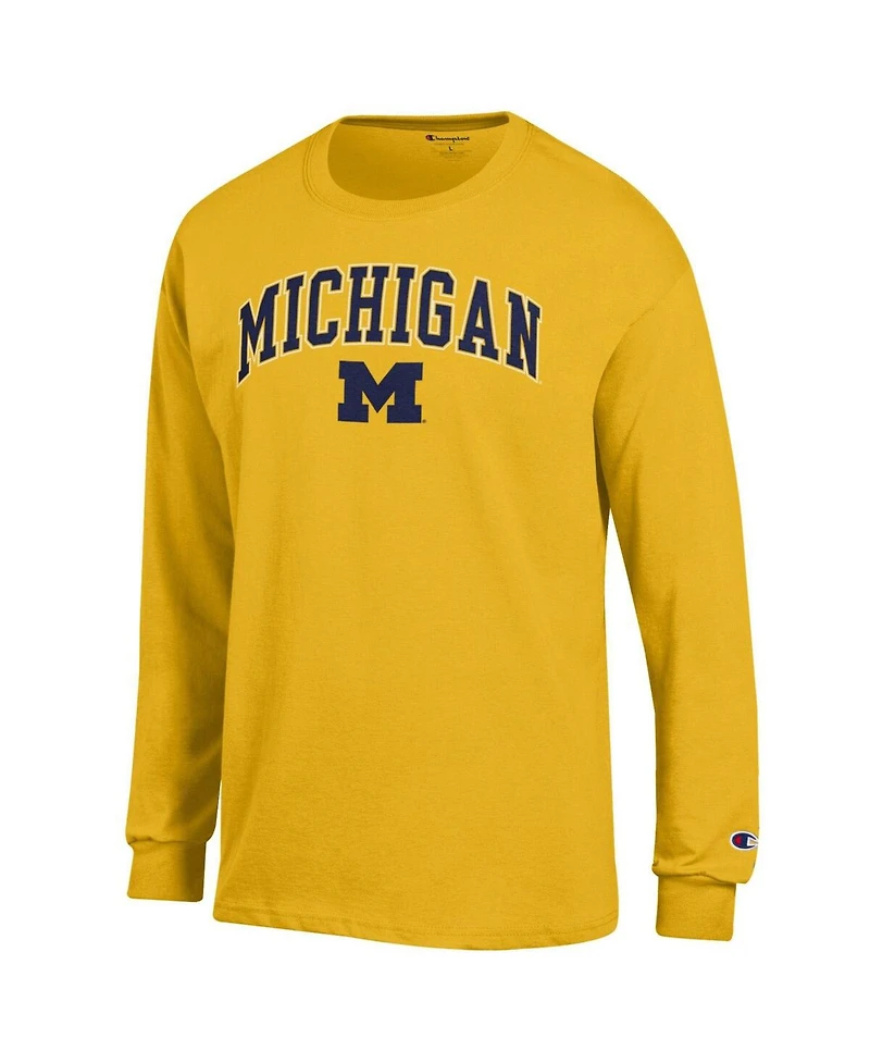 Champion Men's Maize Michigan Wolverines Arch Over Logo Long Sleeve T-Shirt