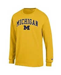 Champion Men's Maize Michigan Wolverines Arch Over Logo Long Sleeve T-Shirt