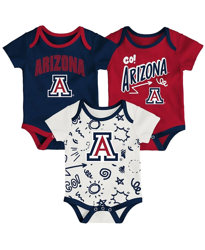 Outerstuff Baby Boys and Girls Arizona Wildcats 3-Pack All Day Play Bodysuit Set