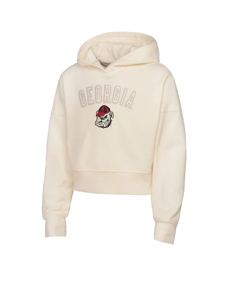 Outerstuff Big Boys and Girls Cream Georgia Bulldogs Oversized Blitz Cropped Pullover Hoodie